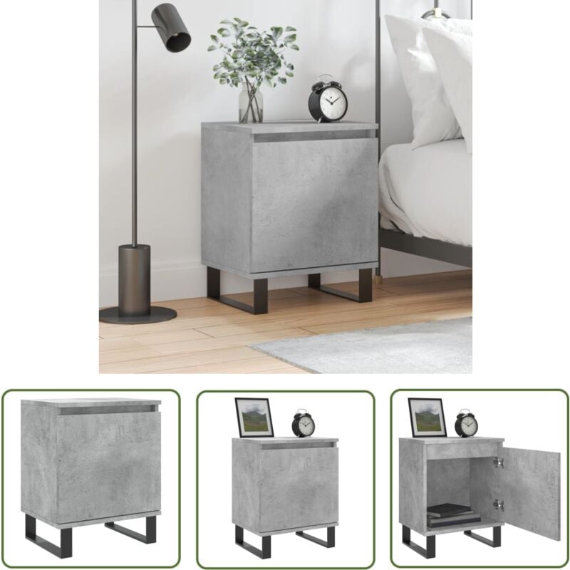 The Living Store - Table de chevet gris béton 40x30x50 cm bois d'ingénierie - Table De Chevet - Meuble De Chambre - Table De Nuit - Table D'appoint