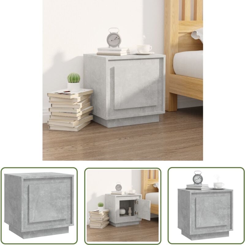 The Living Store - Table de chevet gris béton 44x35x45 cm bois d'ingénierie - Table De Chevet - Table Nuit - Meubles Chambre - Mobilier Design