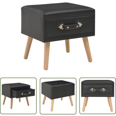 The Living Store Table de chevet Noir 40x35x40 cm Similicuir - Table De Chevet - Table Nuit - Meubles Chambre - Mobilier Moderne - Rangement Chambre