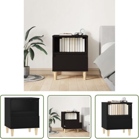 The Living Store Table de chevet Noir 40x35x50 cm - Table De Chevet - Meuble De Chambre - Commode - Armoire D'appoint - Mobilier Moderne