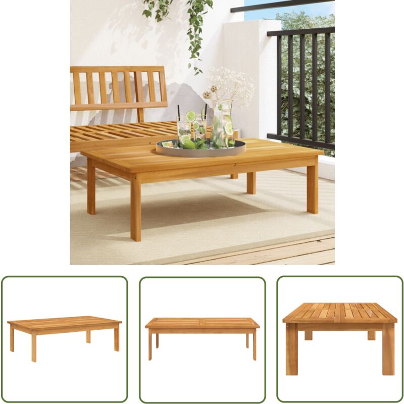 The Living Store - Table de jardin 100x60x30 cm bois d'acacia solide - Table De Jardin - Meuble De Jardin - Mobilier Extérieur - Acacia Massif