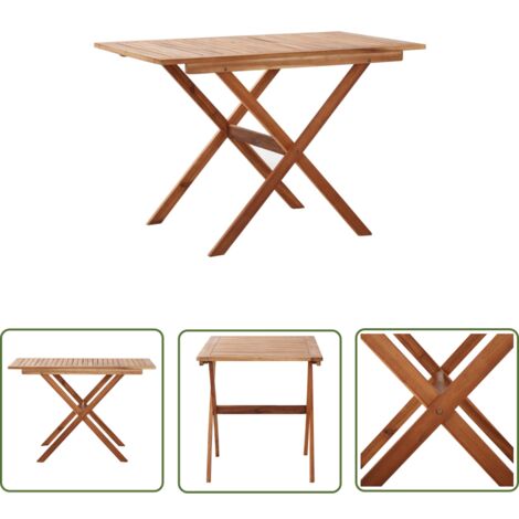 The Living Store Table de jardin 110x67x74 cm Bois d'acacia massif - Table De Jardin - Table Extérieure - Acacia Massif - Table Patio - Meubles De Jardin