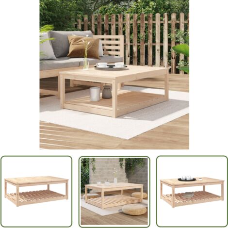 The Living Store Table de jardin 121x82,5x45 cm bois massif de pin - Table De Jardin - Table Extérieure - Mobilier De Jardin - Table En Bois - Table Ronde