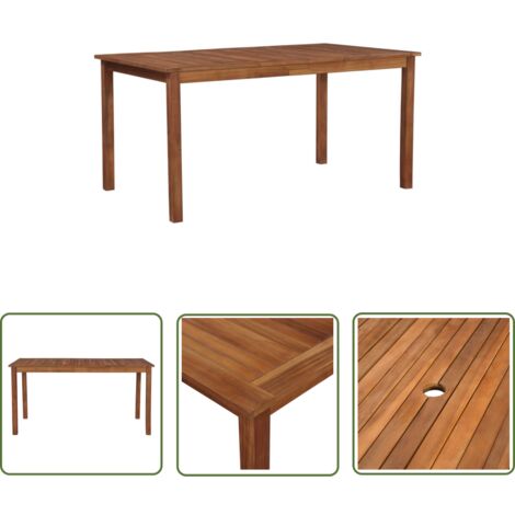 The Living Store Table de jardin 150x90x74 cm Bois d'acacia massif - Table De Jardin - Table Extérieure - Acacia Massif - Table Ronde - Mobilier De Jardin