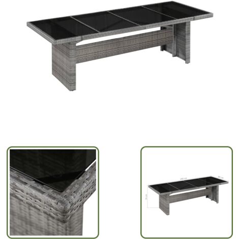 The Living Store -  Table de jardin 240x90x74 cm Résine tressée et verre