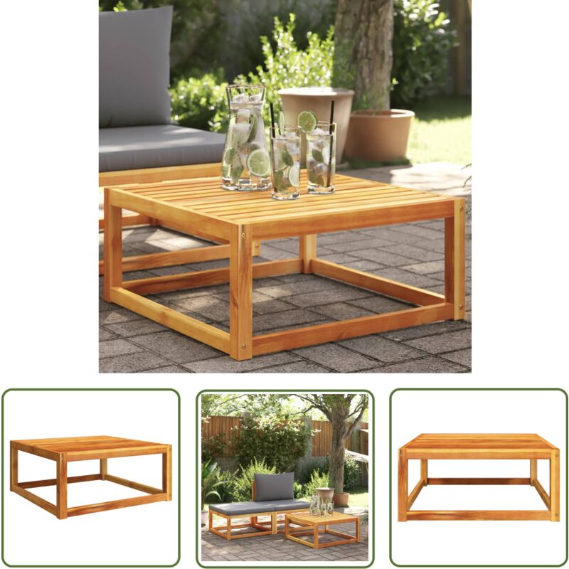 The Living Store Table de jardin 65x65x29 cm bois massif d'acacia - Table De Jardin - Meuble De Jardin - Acacia Massif - Table Basse Extérieur