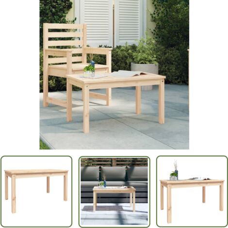 The Living Store Table de jardin 82,5x50,5x45 cm bois massif de pin - Table De Jardin - Table Extérieure - Mobilier De Jardin - Table En Bois - Table Ronde