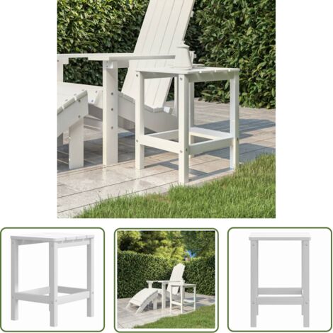 The Living Store Table de jardin Adirondack Blanc 38x38x46 cm PEHD - Table De Jardin - Table Extérieure - Mobilier De Jardin - Table Adirondack - Table Blanche