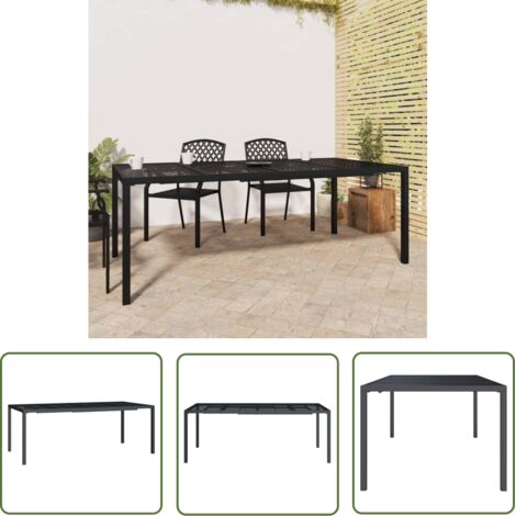 The Living Store Table de jardin anthracite 200x100x72 cm acier - Table De Jardin - Table Extérieure - Mobilier De Jardin - Table En Métal - Table Anthracite