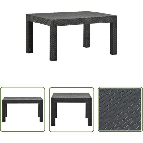 The Living Store Table de jardin Anthracite 58x58x41 cm PP Rotin - Table De Jardin - Table Extérieure - Mobilier De Jardin - Table Ronde - Table En Polypropylène