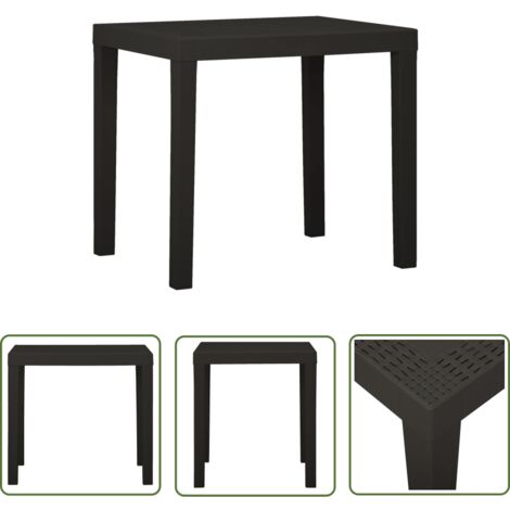 The Living Store Table de jardin Anthracite 79x65x72 cm Plastique - Table De Jardin - Table Extérieure - Table En Plastique - Table Résistante Aux Intempéries - Meubles De Jardin