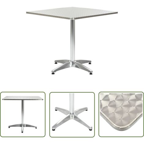 The Living Store Table de jardin Argenté 80x80x70 cm Aluminium - Table De Jardin - Table Bistro - Table Extérieure - Mobilier De Jardin - Table Aluminium