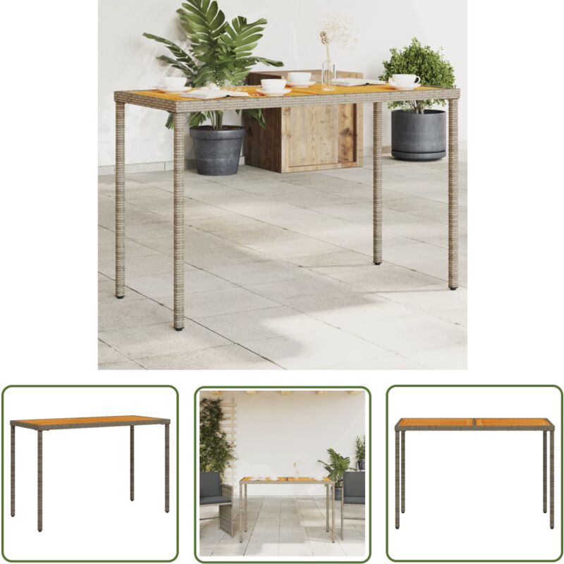 The Living Store - Table de jardin avec dessus en bois d'acacia gris 115x54x74 cm - Table De Jardin - Table Extérieure - Mobilier De Jardin - Table