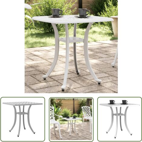 The Living Store Table de jardin blanc 53x53x53 cm aluminium coulé - Table De Jardin - Table Extérieure - Mobilier De Jardin - Table Blanche - Table Aluminium