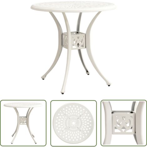 The Living Store Table de jardin Blanc 78x78x72 cm Aluminium coulé - Table De Jardin - Table Extérieure - Mobilier De Jardin - Table Aluminium - Table Blanche
