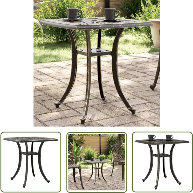 The Living Store - Table de jardin bronze 53x53x53 cm aluminium coulé - Table De Jardin - Mobilier De Jardin - Table Extérieure - Table Ronde - Table
