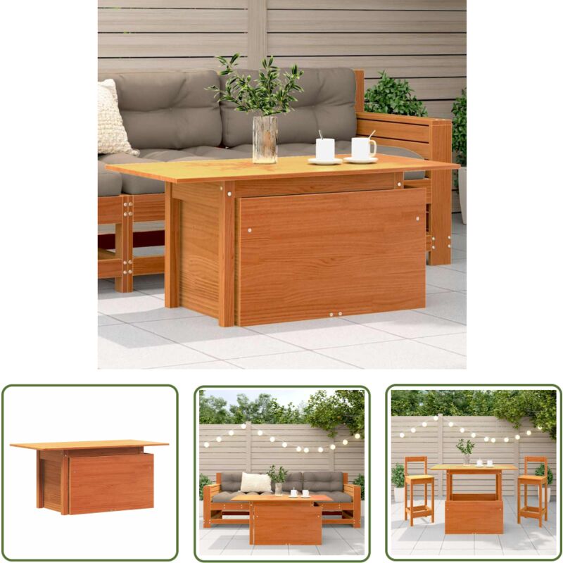 The Living Store - Table de jardin cire marron 100x50x75 cm bois massif de pin - Table De Jardin - Mobilier De Jardin - Table Extérieure - Table En