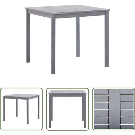 The Living Store Table de jardin Gris 80x80x74 cm Bois d'acacia massif - Table De Jardin - Table Ronde - Acacia Massif - Mobilier De Jardin - Table Extérieure