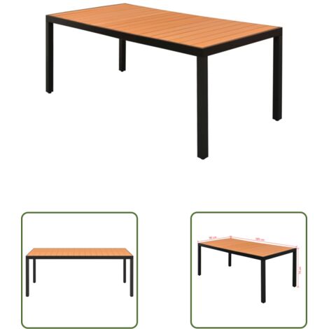 The Living Store Table de jardin Marron 185 x 90 x 74 cm Aluminium et WPC - Table De Jardin - Table Extérieure - Mobilier De Jardin - Table En Aluminium - Table Résistante Aux Intempéries