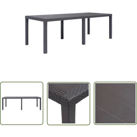 The Living Store Table de jardin Marron 220x90x72 cm Plastique Aspect de rotin - Table De Jardin - Table D'extérieur - Table En Plastique - Table Rotin - Mobilier De Jardin