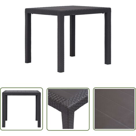 The Living Store Table de jardin Marron 79x79x72 cm Plastique Aspect de rotin - Table De Jardin - Table Extérieure - Table En Plastique - Table Rotin - Meubles De Jardin