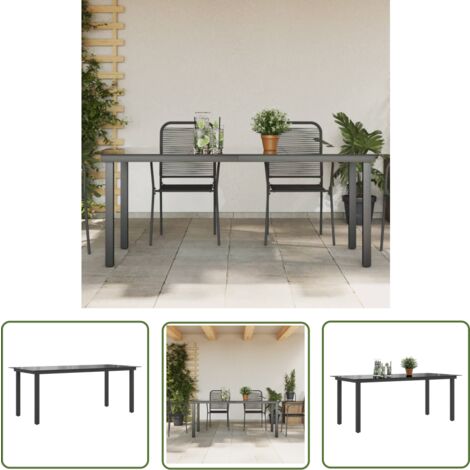 The Living Store -  Table de jardin Noir 190 x 90 x 74 cm Aluminium et verre