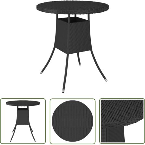 The Living Store Table de jardin Noir 70x70x73 cm Résine tressée - Table De Jardin - Table Extérieure - Mobilier De Jardin - Table Ronde - Résine Tressée