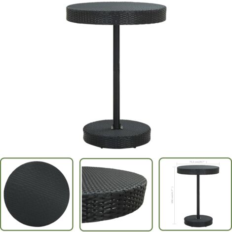 The Living Store Table de jardin Noir 75,5x106 cm Résine tressée - Table De Jardin - Table Extérieure - Mobilier De Jardin - Table Ronde - Résine Tressée