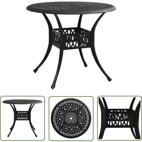 The Living Store Table de jardin Noir 90x90x74 cm Aluminium coulé - Table De Jardin - Table Extérieure - Mobilier De Jardin - Table Aluminium - Table Ronde