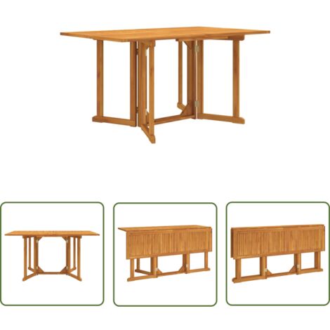 The Living Store Table de jardin papillon pliante 150x90x75 cm bois massif teck - Table De Jardin - Table Pliante - Table En Teck - Mobilier De Jardin - Meubles De Terrasse