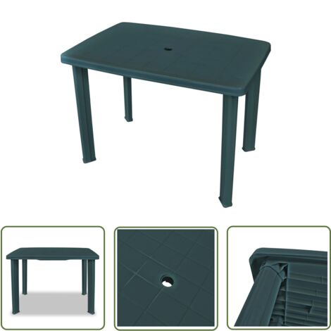 The Living Store Table de jardin Vert 101 x 68 x 72 cm Plastique - Table De Jardin - Table Extérieure - Mobilier De Jardin - Table Verte - Table En Plastique