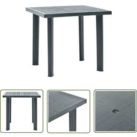 The Living Store Table de jardin Vert 80x75x72 cm Plastique - Table De Jardin - Table Extérieure - Mobilier De Jardin - Table Repas Extérieur - Table Verte
