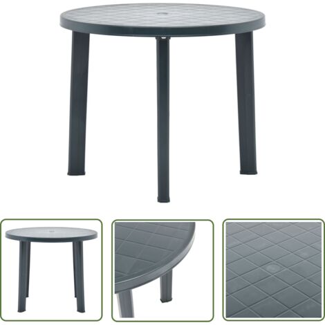 The Living Store Table de jardin Vert 89 cm Plastique - Table De Jardin - Table Extérieure - Table En Plastique - Table Verte - Mobilier De Jardin