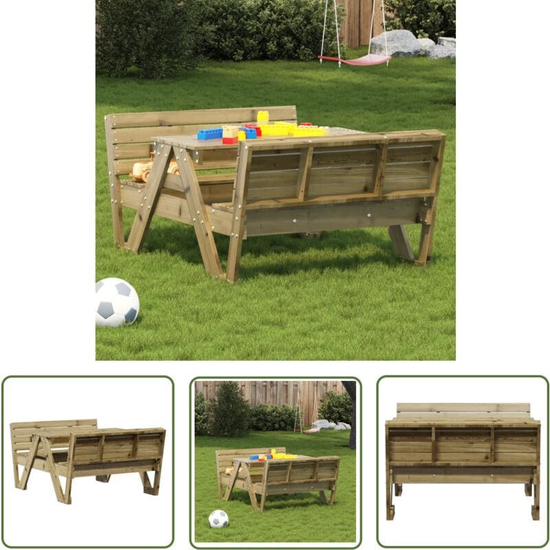 The Living Store - Table de pique-nique pour enfants bois de pin imprégné - Table De Pique-nique - Table Enfant - Mobilier De Jardin - Table