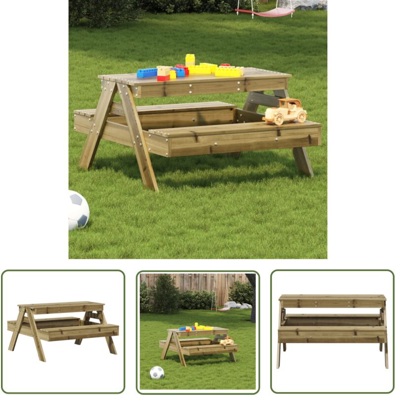 The Living Store - Table de pique-nique pour enfants bois de pin imprégné - Table De Pique-nique - Table Enfant - Mobilier De Jardin - Table