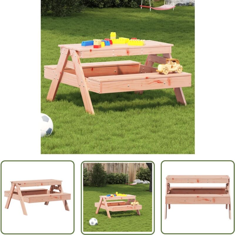 The Living Store - Table de pique-nique pour enfants bois massif de douglas - Table De Pique-nique - Table Enfant - Mobilier De Jardin - Bois Massif