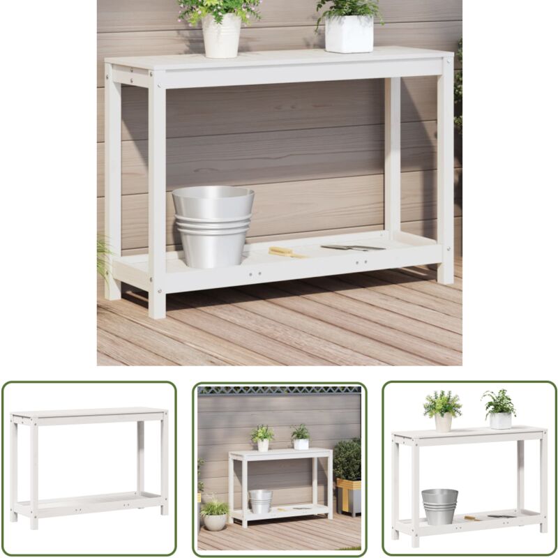 The Living Store - Table de rempotage avec étagère 108x35x75 cm bois massif de pin - Table De Rempotage - Meuble De Jardin - Support Plante - Étagère