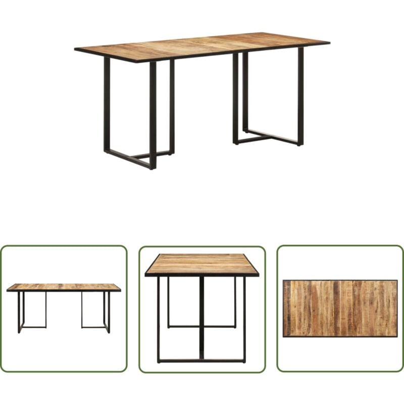 Table de salle à manger 160 cm Bois de manguier brut - Table à Manger - Table Industriel - Table Bois - Table Manguier - Meubles Salon - The Living