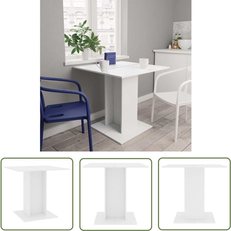 Maison Chic - The Living Store Table à manger Blanc 80x80x75 cm bois d'ingénierie - Table à Manger Blanche - Table Ronde - Table Rectangulaire
