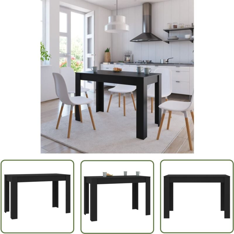 The Living Store - Table de salle à manger Noir 120 x 60 x 76 cm Bois d'ingénierie - Table à Manger - Table Noir - Table Design - Table Moderne
