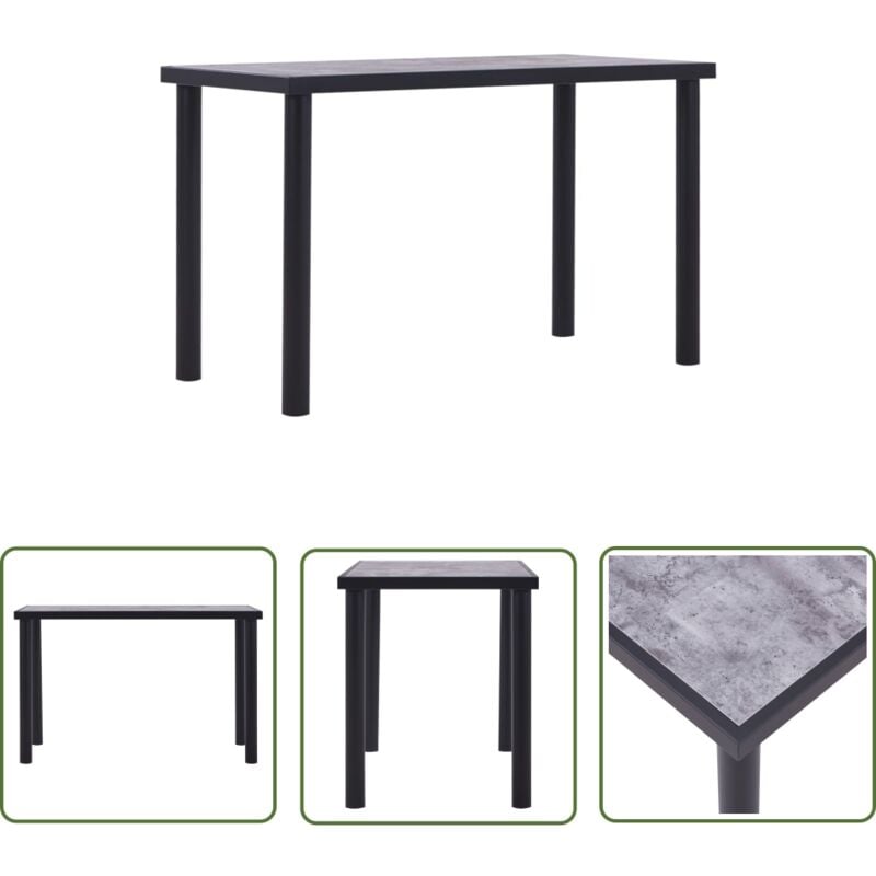 The Living Store - Table de salle à manger Noir et gris béton 120x60x75 cm mdf - Table à Manger - Table Moderne - Table Design - Table Noire - Table