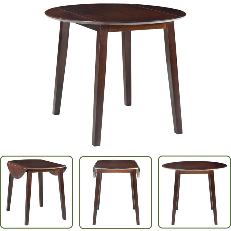 Table de salle à manger ronde à abattant mdf Marron - Table à Abattre - Table Ronde - Table De Salle à Manger - Table Extensible - Meuble De Cuisine