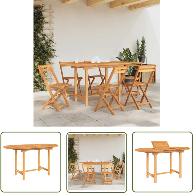 The Living Store - Table extensible de jardin 110-160x80x75 cm bois de teck solide - Table De Jardin - Table Extensible - Table En Teck - Mobilier De