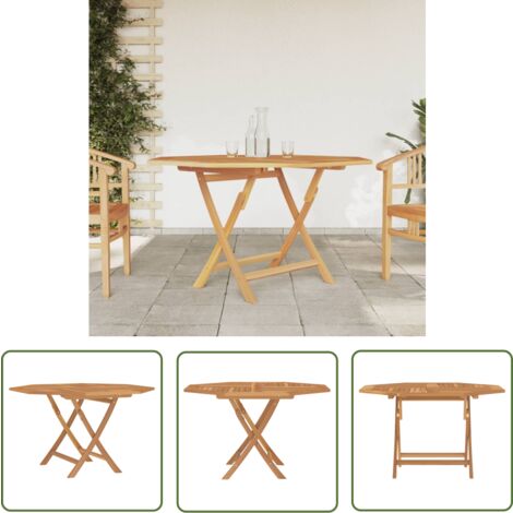 The Living Store Table pliable de jardin 110x110x75 cm bois massif de teck - Table De Jardin - Table Pliante - Mobilier De Jardin - Teck Massif - Table Extérieure