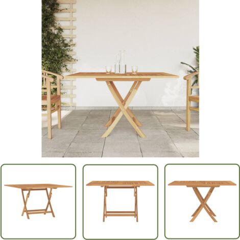 The Living Store Table pliable de jardin 110x110x75 cm bois massif de teck - Table De Jardin - Table Pliante - Table En Teck - Mobilier De Jardin - Décoration Extérieur