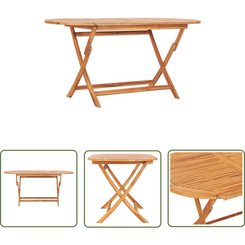 Devenirriche - The Living Store Table pliable de jardin 160x80x75 cm Bois de teck solide - Table De Jardin - Table Pliante - Teck Massif - Mobilier