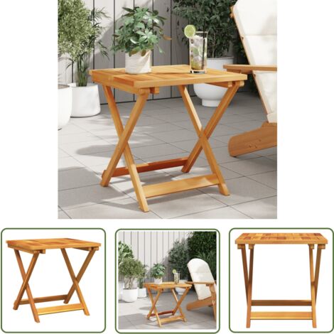 The Living Store Table pliable de jardin 50x50x50 cm bois d'acacia solide - Table De Jardin - Table Pliable - Acacia Massif - Mobilier De Jardin - Terrasse