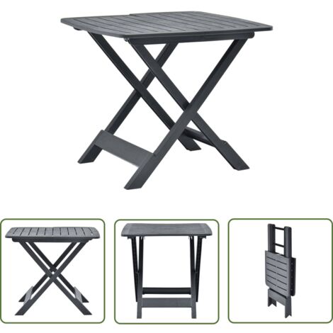 The Living Store Table pliable de jardin Anthracite 79x72x70 cm Plastique - Table De Jardin - Table Pliante - Mobilier De Jardin - Table Extérieure - Table Bistrot