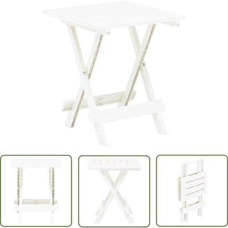 The Living Store Table pliable de jardin blanc 45x43x50 cm plastique - Table De Jardin Pliante - Table De Jardin Blanche - Mobilier De Jardin - Table Bistrot - Table Extérieure
