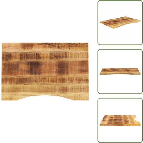 The Living Store Tablero de escritorio con curva madera mango rugosa 80x50x2,5cm - Mesa de oficina
